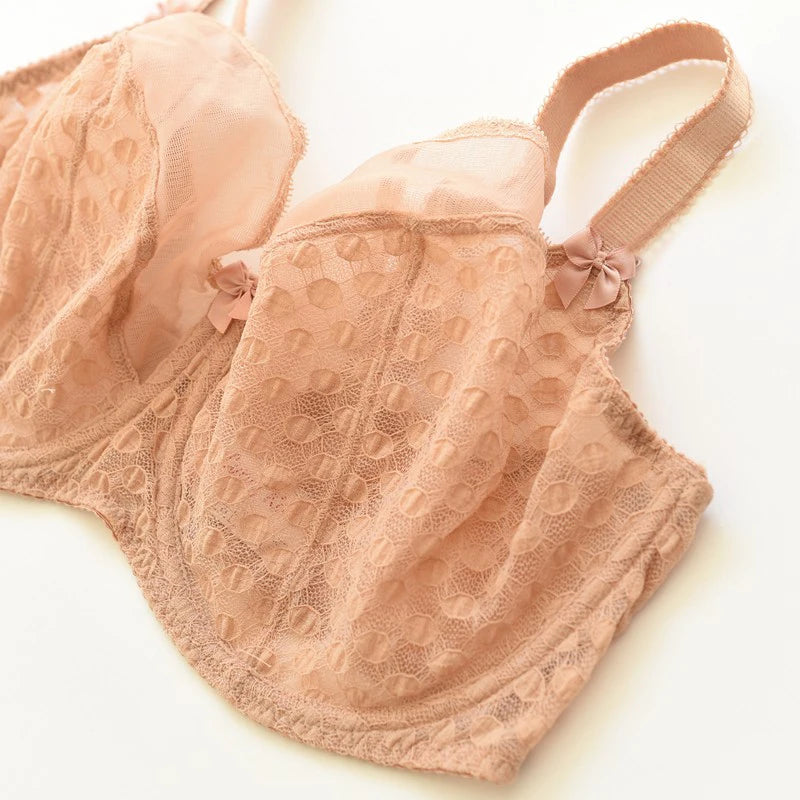 Lace Minimizer Bra Sexy Womens Ultra-thin Underwire Female Breathable Plus Size Unlined Lingerie 75 80 85 90 95 D E F G H I