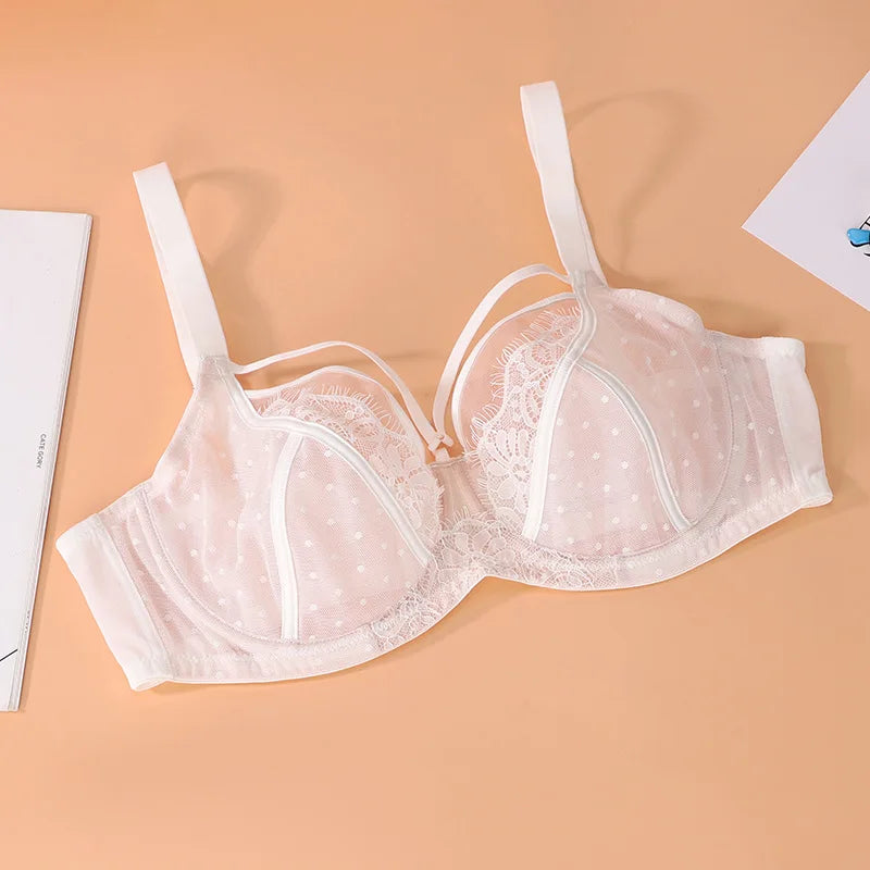 Womens Lace Sheer Minimizer Bra Full Coverage Non Padded Underwire Female Breathable Plus Size Lingerie 34 36 38 40 42 C D DD E