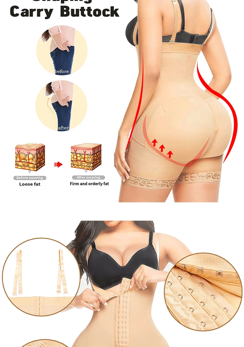 Fajas Colombianas Shapewear Women Tummy Control Butt Lifter Body Shaper High Compression Reducing and Shaping Girdles