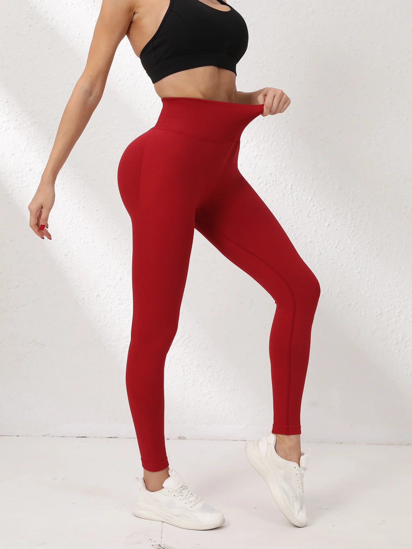 High Waisted Butt Liftting Leggings Fashion Yoga Leggings Seamless Tummy Control Proof Workout Tights Gym Fitness Training Pants