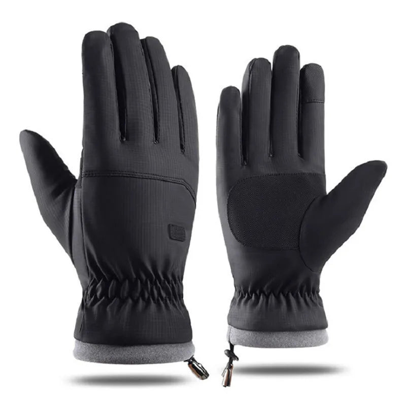 Men Winter Waterproof Cycling Gloves Outdoor Sports Running Motorcycle Ski Touch Screen Fleece Gloves Non-slip Warm Full Fingers