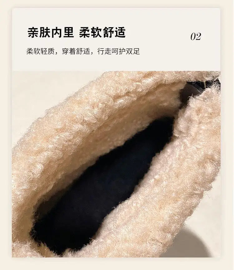 Women's snow boots thick-soled suede mid-heel cotton shoes short plush thermal boots trendy winter casual boots