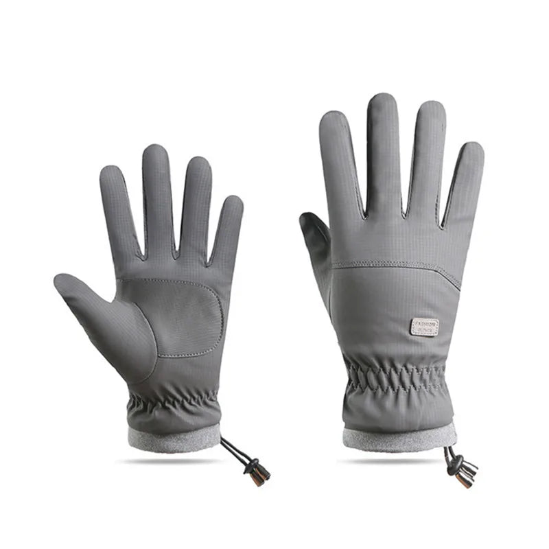 Men Winter Waterproof Cycling Gloves Outdoor Sports Running Motorcycle Ski Touch Screen Fleece Gloves Non-slip Warm Full Fingers