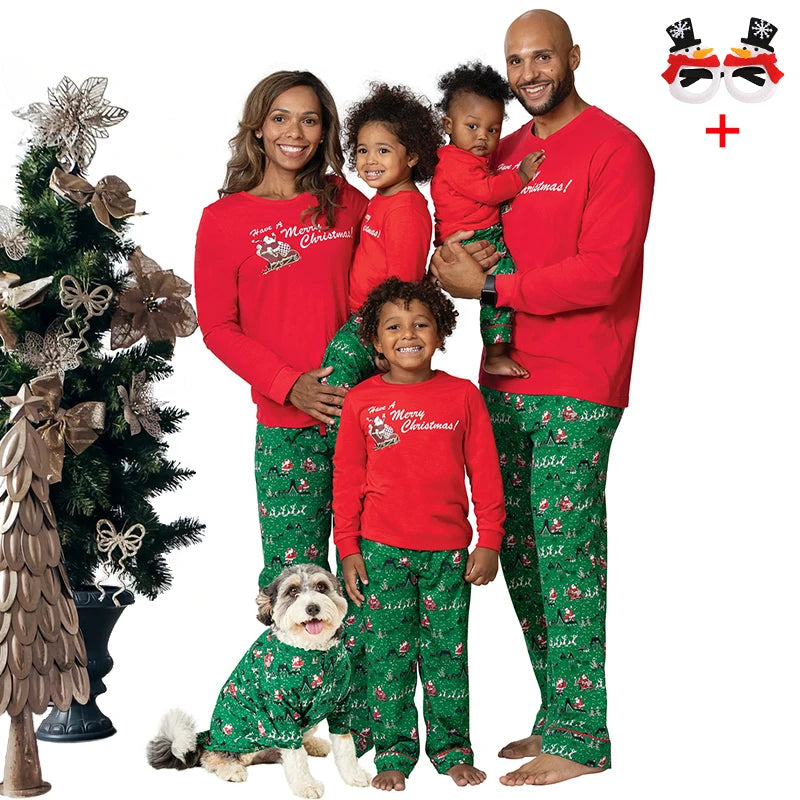 Cotton Santa Claus Print Christmas Matching Pajamas for The Whole Family Loungewear Women Men Pajama Children's Boy Girl Pijama