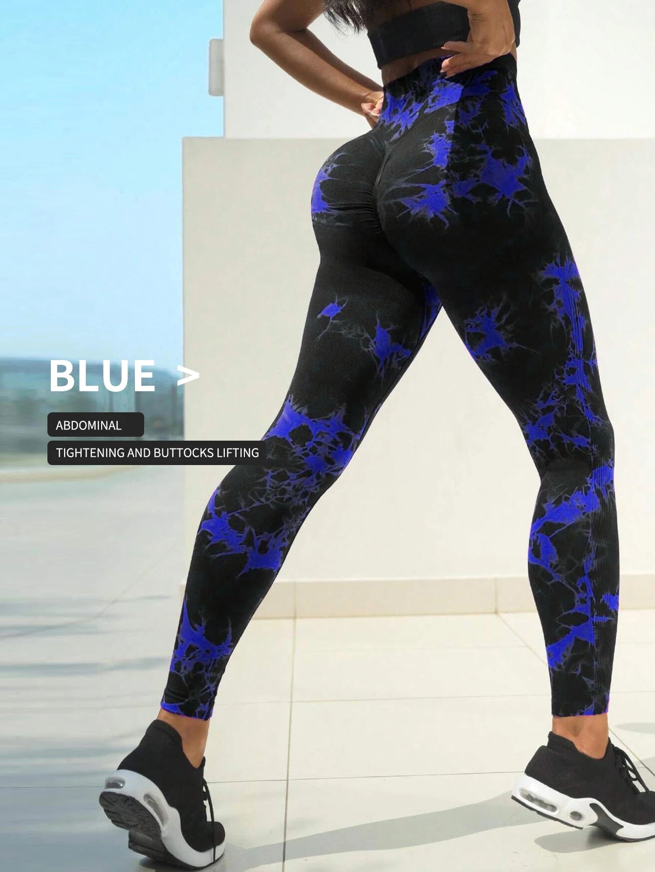 Scrunch Butt Lifting Leggings For Women High Waisted Tie Dye Fragmented Flower Workout Seamless Yoga Pants Peach Lift Tights