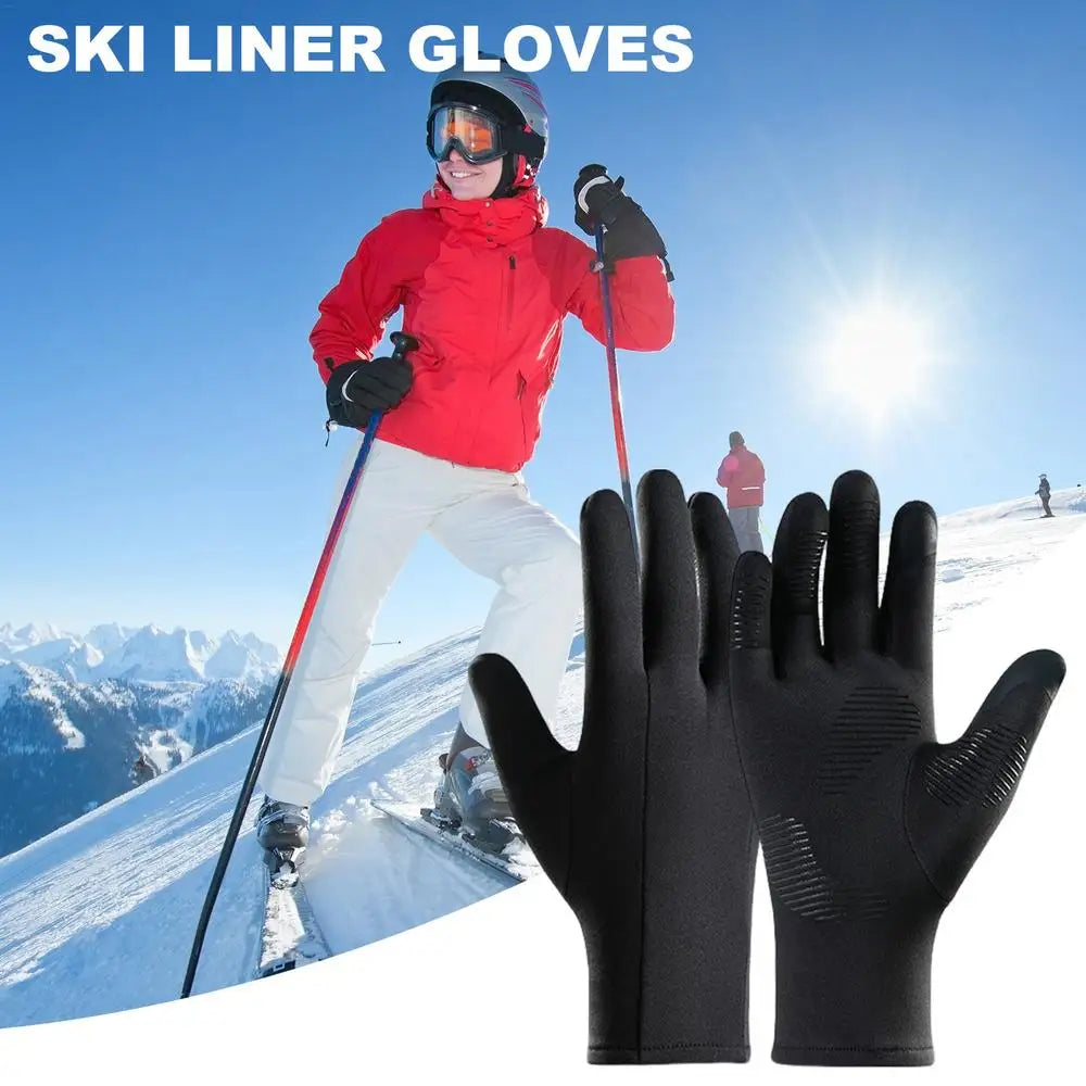 Winter Liner Gloves Non-Slip Warm Full Fingers Thermal Ski Gloves Windproof Touchscreen Gloves For Cycling Driving Hiking
