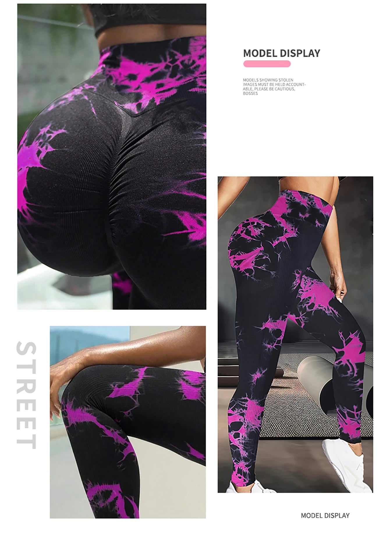 Scrunch Butt Lifting Leggings For Women High Waisted Tie Dye Fragmented Flower Workout Seamless Yoga Pants Peach Lift Tights
