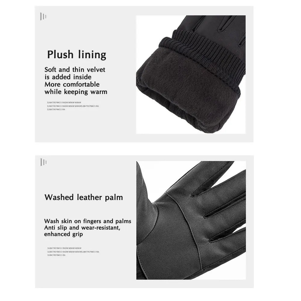 Men Winter Waterproof Cycling Gloves Outdoor Sports Running Motorcycle Ski Touch Screen Fleece Gloves Non-slip Warm Full Fingers