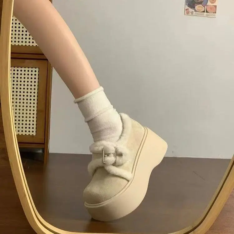 Women's Thick-Soled Snow Boots2025 New Winter Women's Shoes Plus Velvet Thickened Fur Warm Cotton Shoes