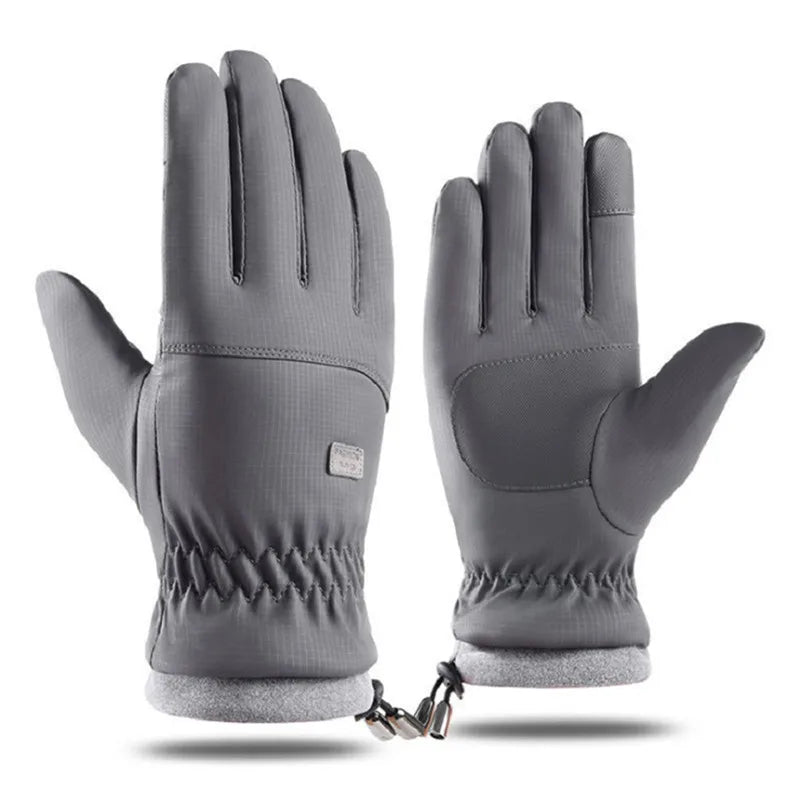 Men Winter Waterproof Cycling Gloves Outdoor Sports Running Motorcycle Ski Touch Screen Fleece Gloves Non-slip Warm Full Fingers