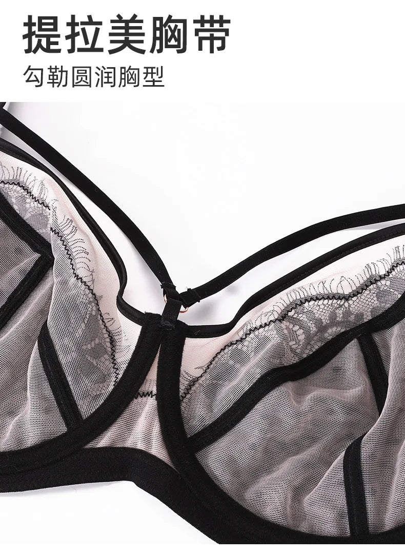 Womens Lace Sheer Minimizer Bra Full Coverage Non Padded Underwire Female Breathable Plus Size Lingerie 34 36 38 40 42 C D DD E