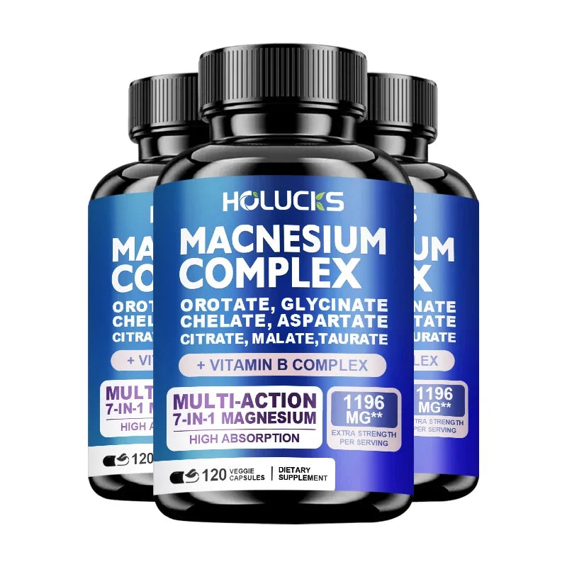 Magnesium Complex 1000mg Supplement, with Vitamins C, E, B1, B2, B6, B12, Chelated Magnesium Glycinate, Malate, Taurate &Citrate