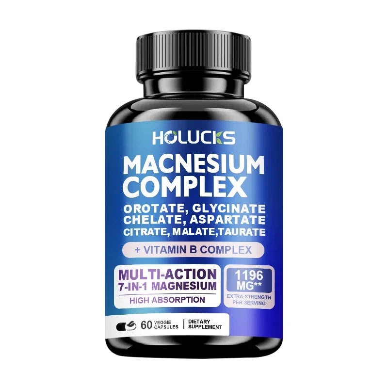 Magnesium Complex 1000mg Supplement, with Vitamins C, E, B1, B2, B6, B12, Chelated Magnesium Glycinate, Malate, Taurate &Citrate