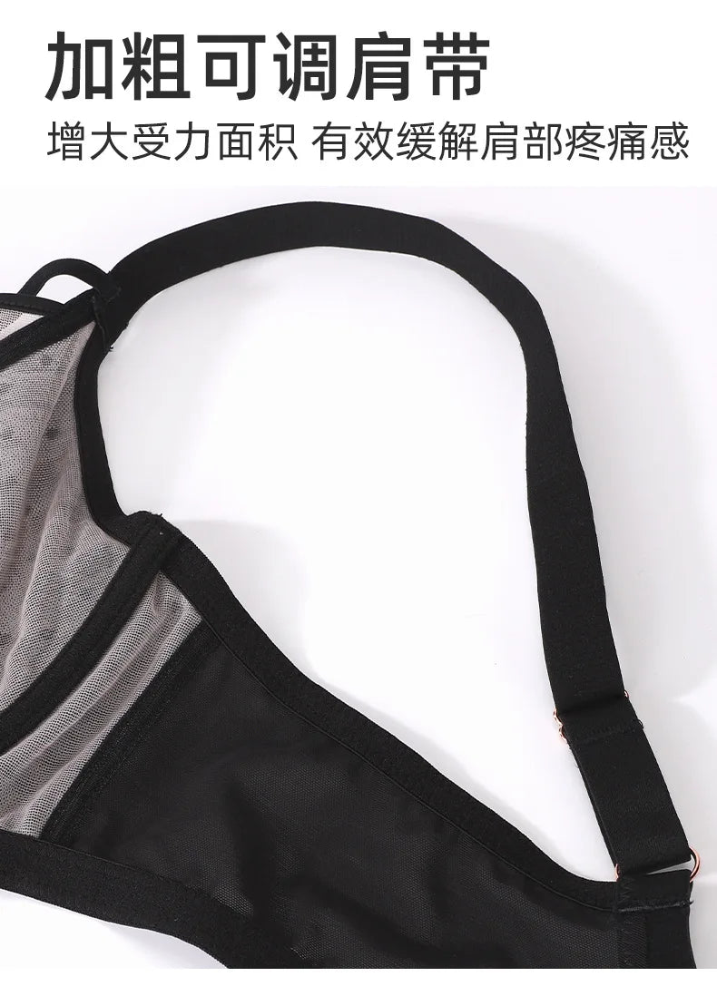 Womens Lace Sheer Minimizer Bra Full Coverage Non Padded Underwire Female Breathable Plus Size Lingerie 34 36 38 40 42 C D DD E