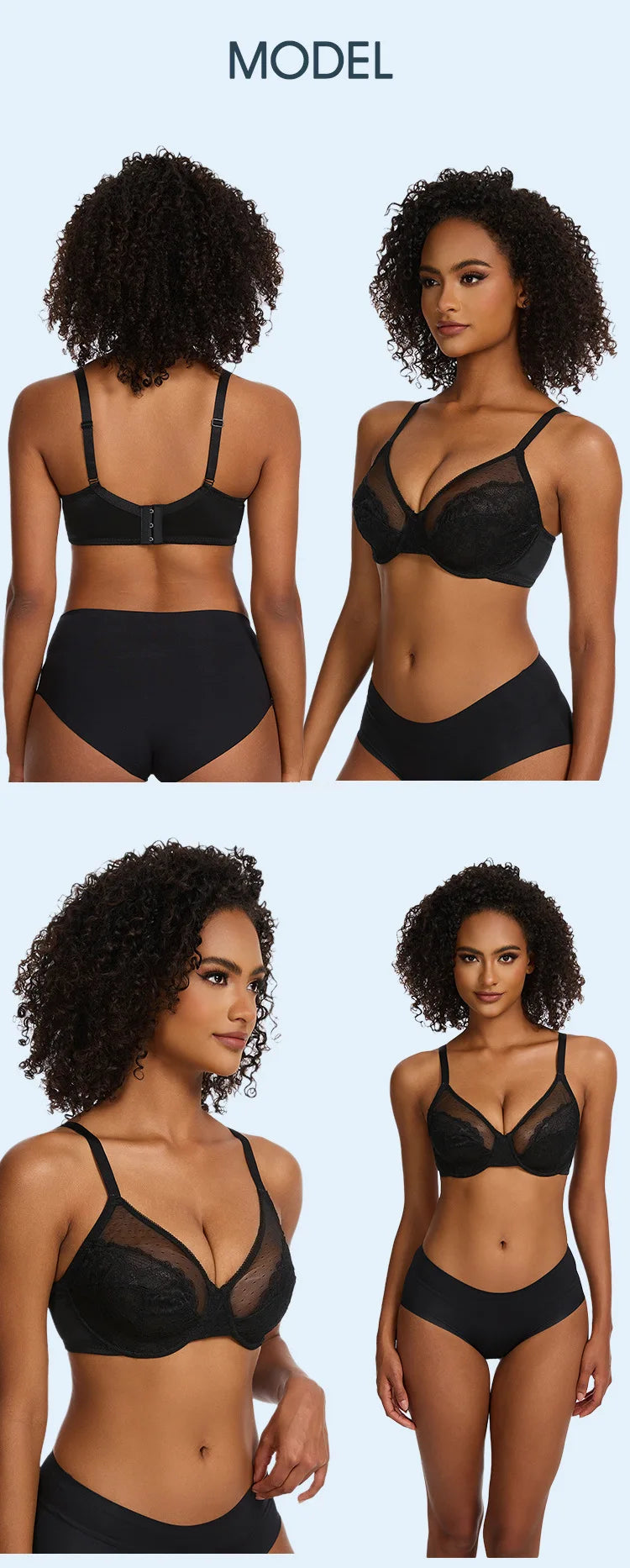 Plus Size Minimizer Bra Underwire Full Coverage Unpadded Floral Lace Lift Support Anti-Sagging Comfort Soft French Women's Bra