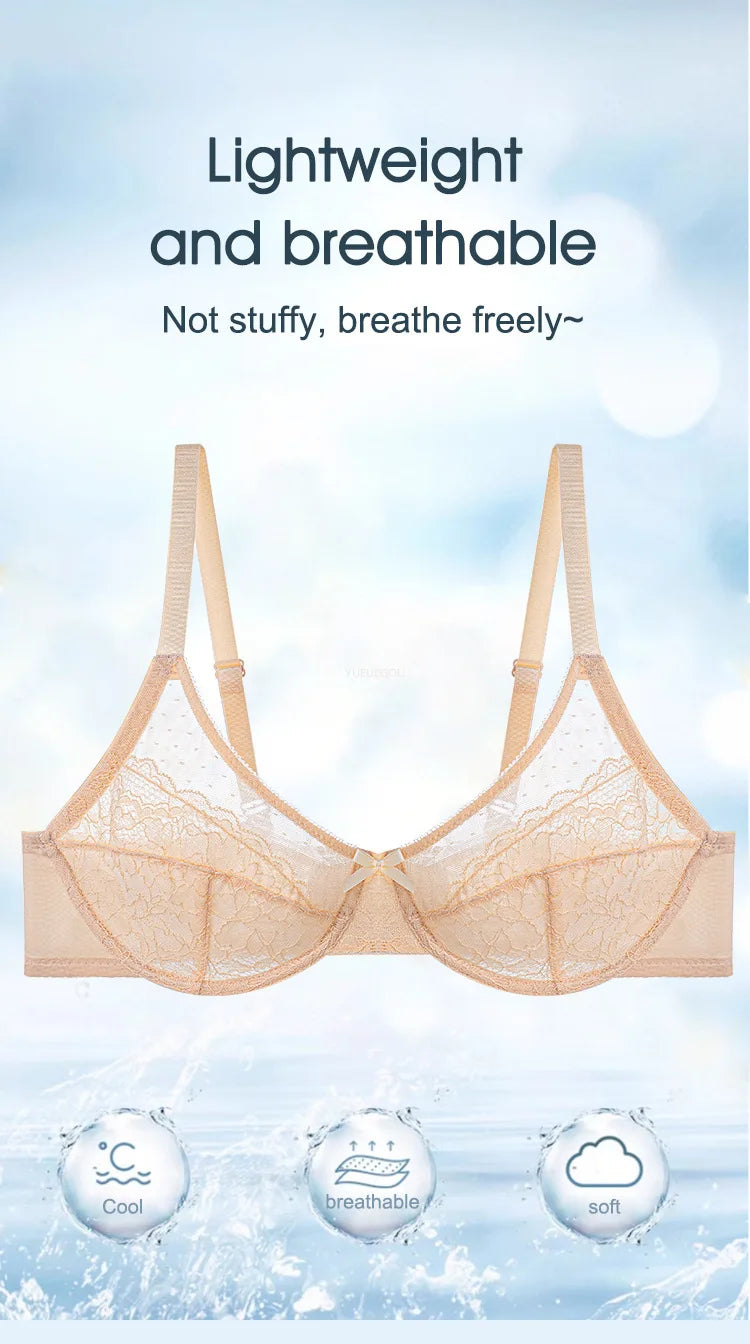 Plus Size Minimizer Bra Underwire Full Coverage Unpadded Floral Lace Lift Support Anti-Sagging Comfort Soft French Women's Bra