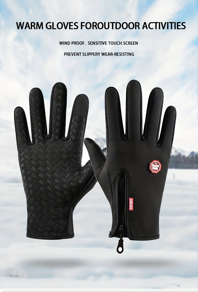 Winter Warm Cycling Gloves Bicycle Warm Touchscreen Full Finger Glove Waterproof Outdoor Bike Skiing Fishing Motorcycle Riding