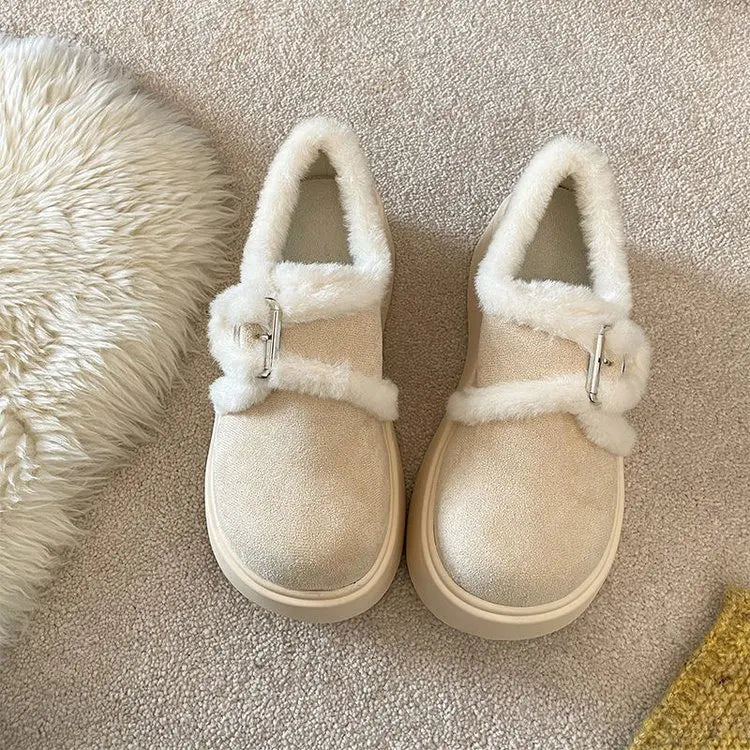 Women's Thick-Soled Snow Boots2025 New Winter Women's Shoes Plus Velvet Thickened Fur Warm Cotton Shoes
