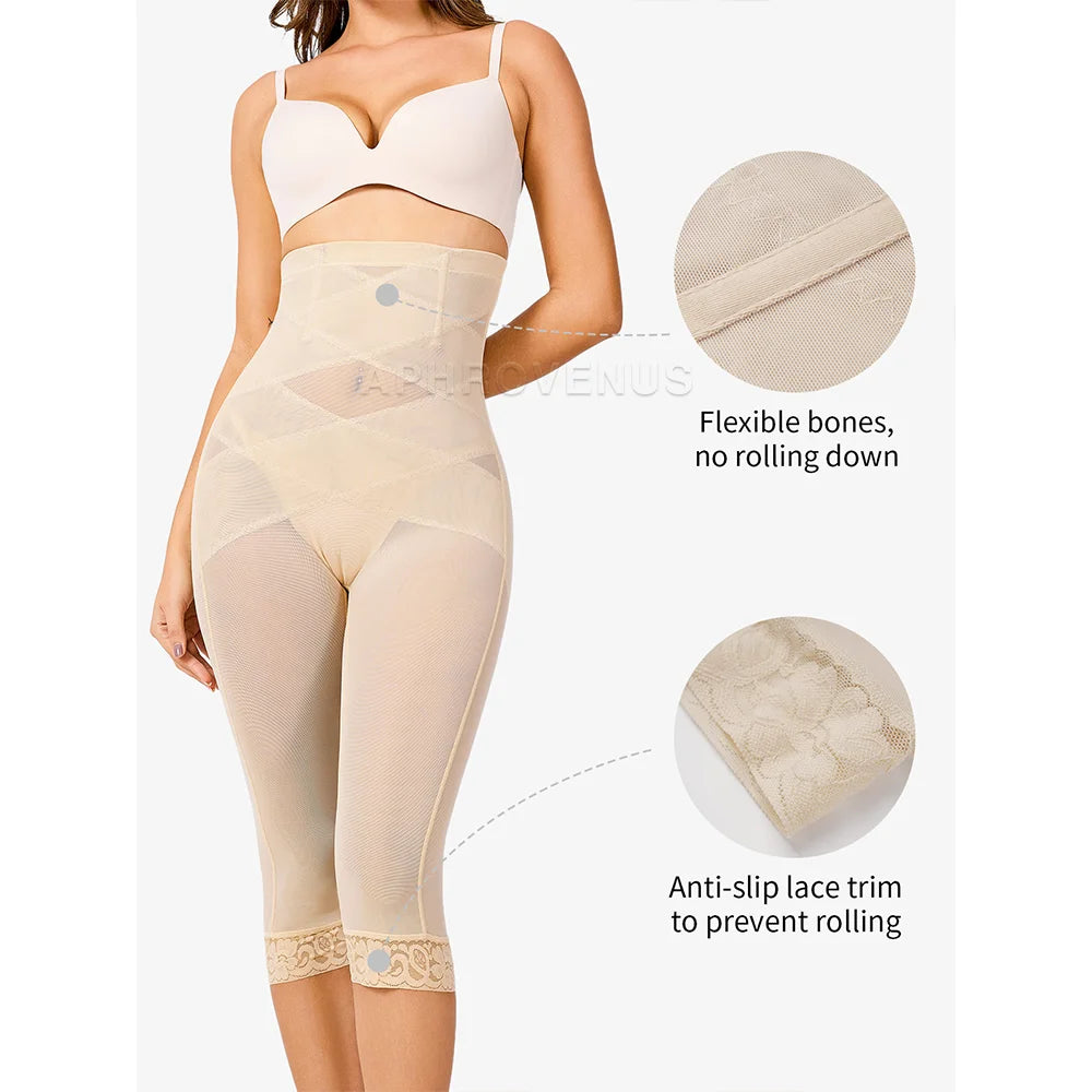 Butt Lifting High Waist Lace Tummy Control Shaper Mid Pants for Women Shapewear Slimming Underwear Elastic Waist Trainer Pants