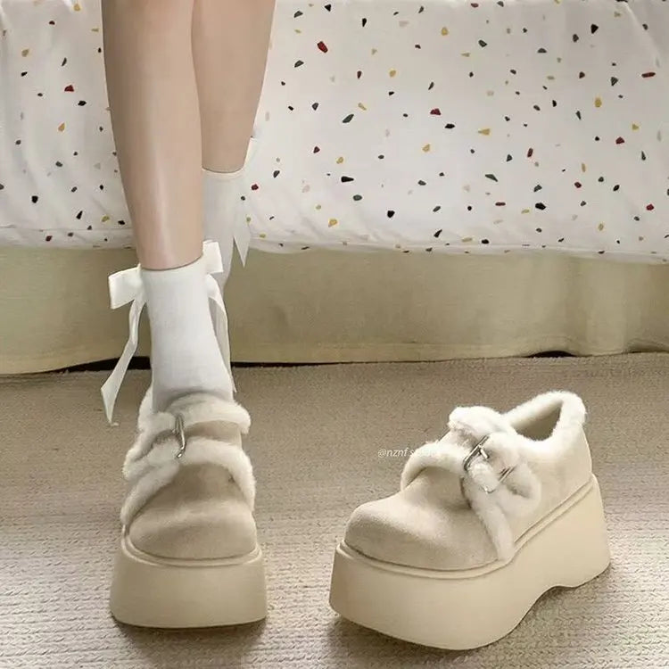 Women's Thick-Soled Snow Boots2025 New Winter Women's Shoes Plus Velvet Thickened Fur Warm Cotton Shoes
