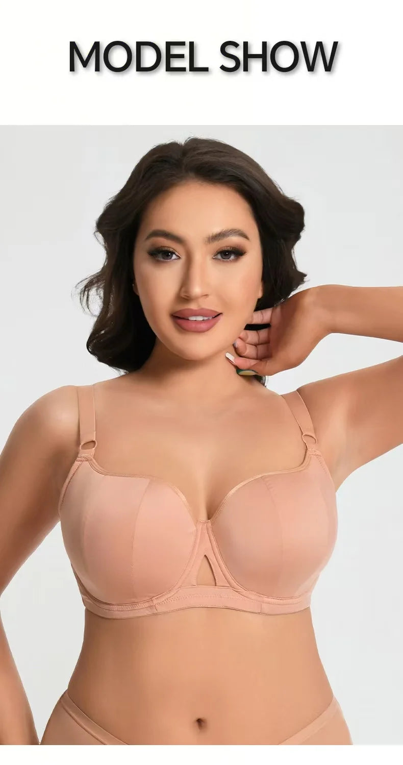 Plus Size Minimizer Bra for Women Underwire Full Coverage Anti-sagging Breathable Gathered DEFG Cup Supportive Lingerie