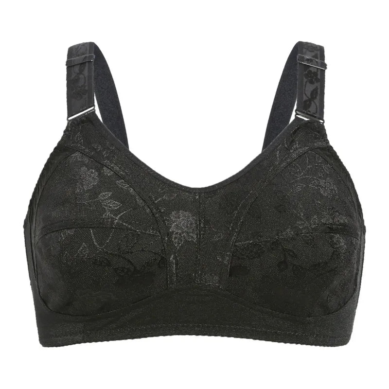Black Big Women Bras Plus Size Lace Bra For Women Unlined Full Coverage  Thin Wireless Adjusted-straps D Cup Comfort Women'Bras