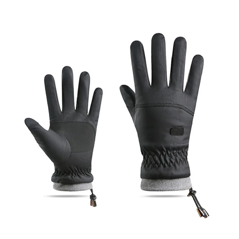 Men Winter Waterproof Cycling Gloves Outdoor Sports Running Motorcycle Ski Touch Screen Fleece Gloves Non-slip Warm Full Fingers