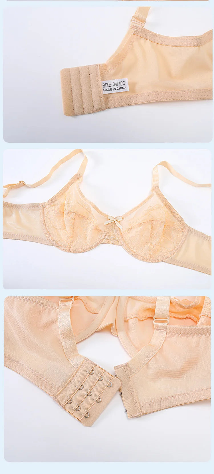 Plus Size Minimizer Bra Underwire Full Coverage Unpadded Floral Lace Lift Support Anti-Sagging Comfort Soft French Women's Bra