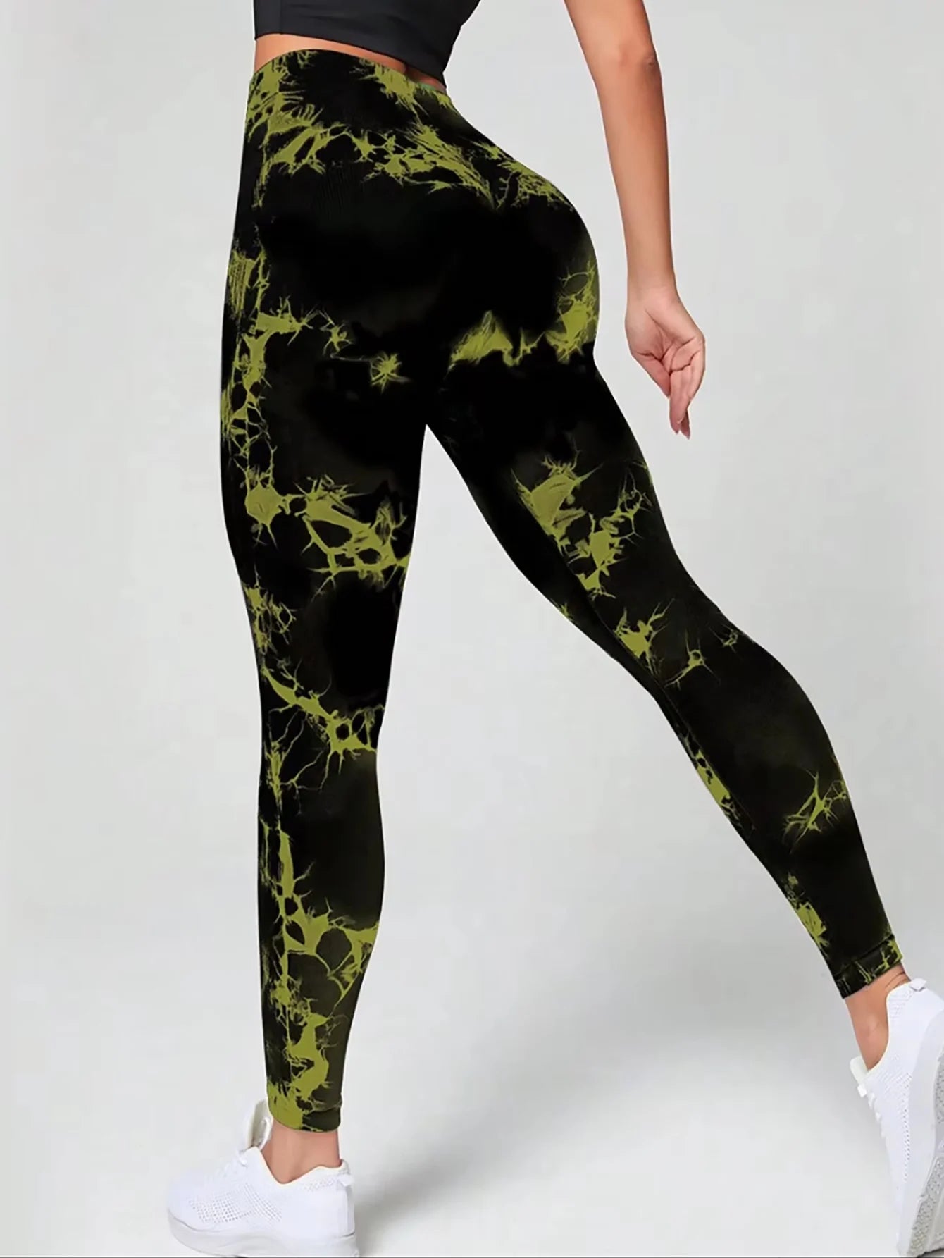 Scrunch Butt Lifting Leggings For Women High Waisted Tie Dye Fragmented Flower Workout Seamless Yoga Pants Peach Lift Tights