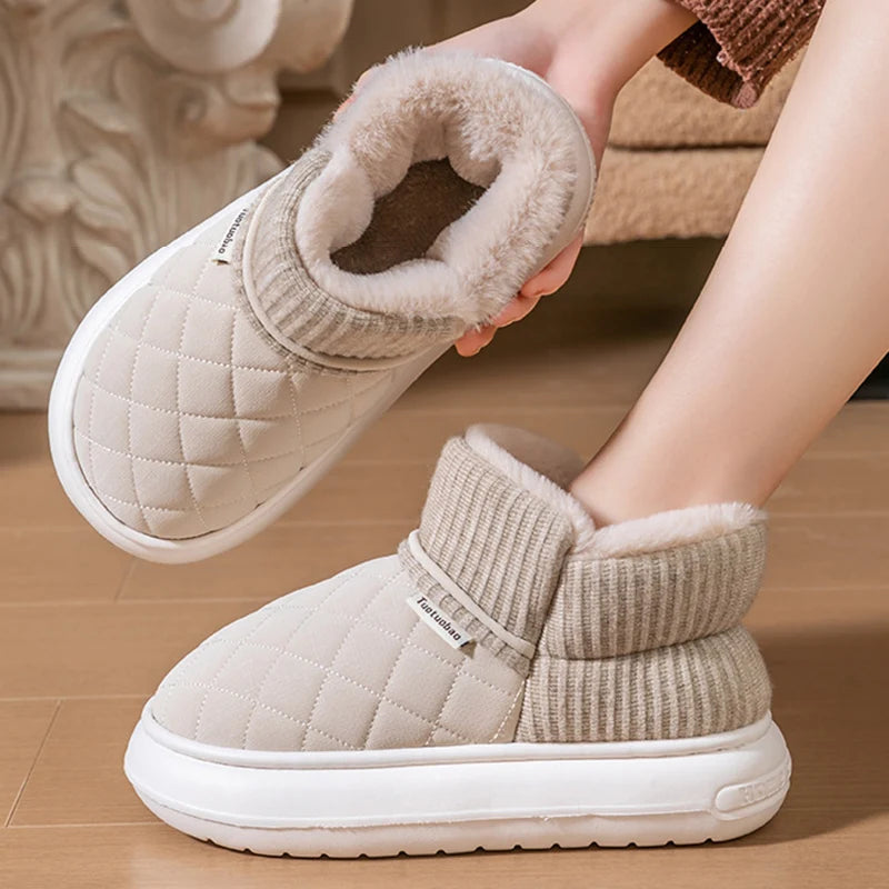 Women's Winter Thickened Warm Plush Cotton Shoes Thick Sole Down Waterproof Snow Boots for Women Non Slip Platform Ankle Boots