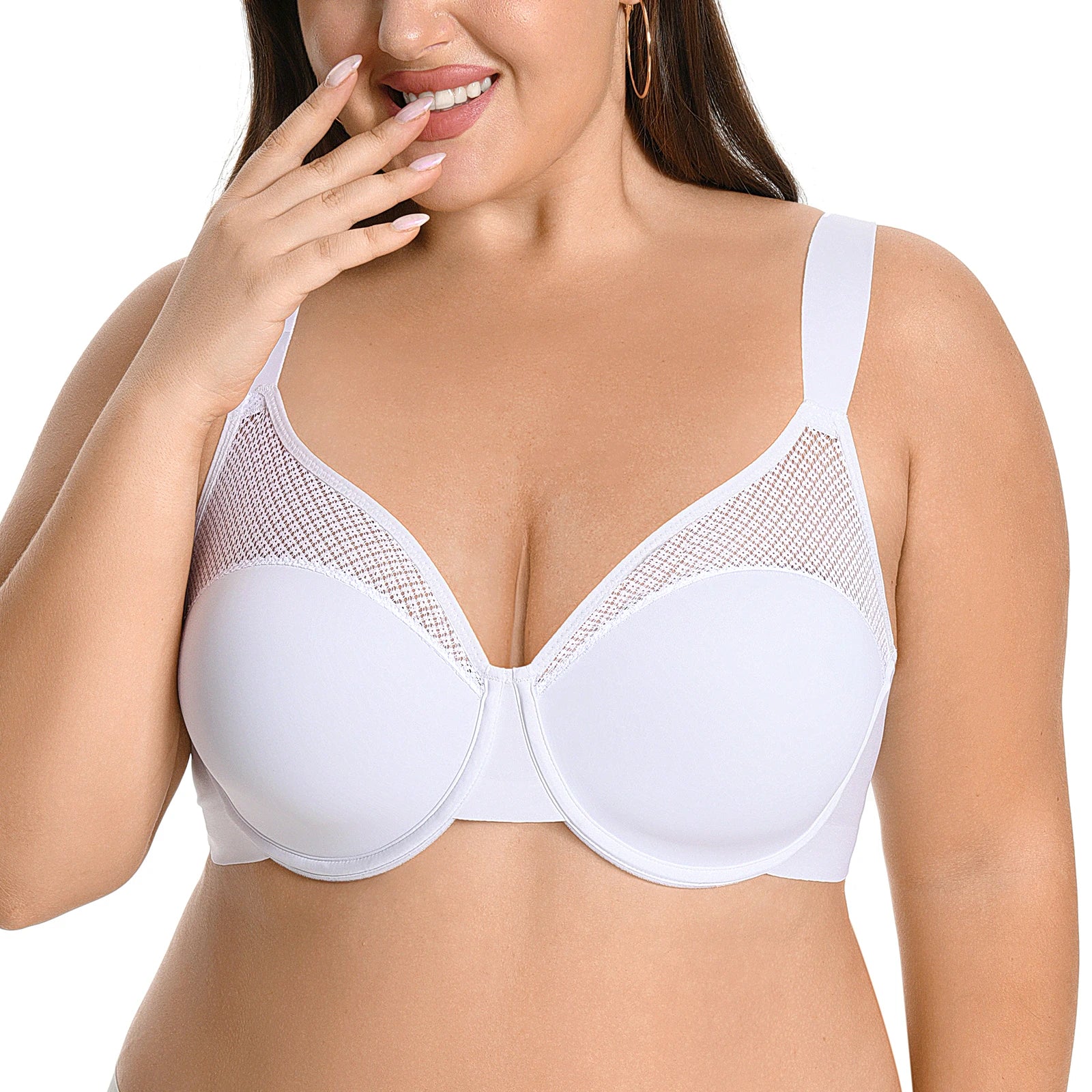 New Minimizer Lace Bras Unpadded Underwire Women Bra Thin Mesh Big Size Breast Cups Sexy Everyday Bra