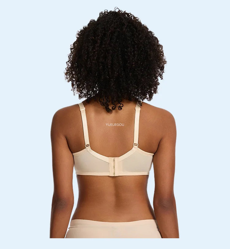 Plus Size Minimizer Bra Underwire Full Coverage Unpadded Floral Lace Lift Support Anti-Sagging Comfort Soft French Women's Bra