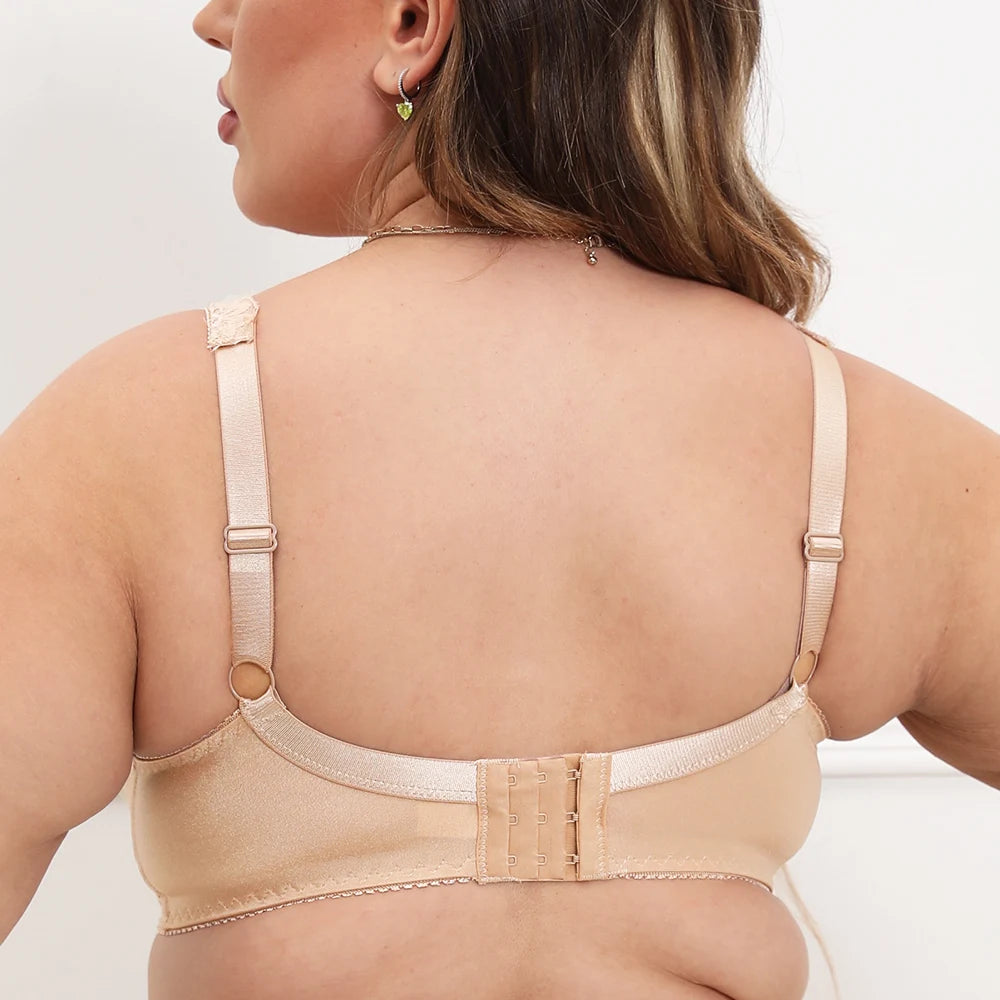 Women's Minimizer Bra Plus Size See Through Lace Floral Full Coverage Bras Underwire Unlined Mesh Transparent E F G H I Cup