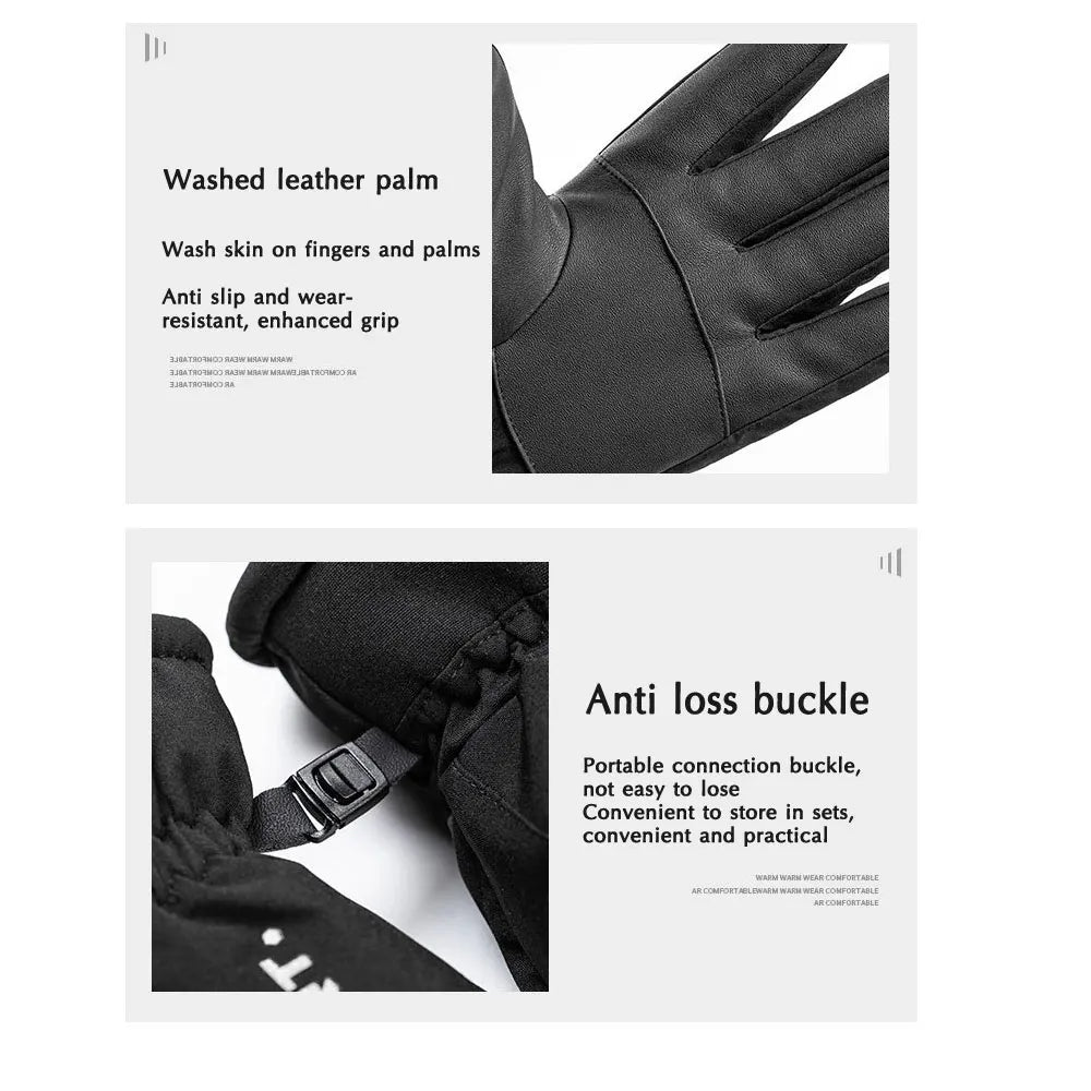 Men Winter Waterproof Cycling Gloves Outdoor Sports Running Motorcycle Ski Touch Screen Fleece Gloves Non-slip Warm Full Fingers