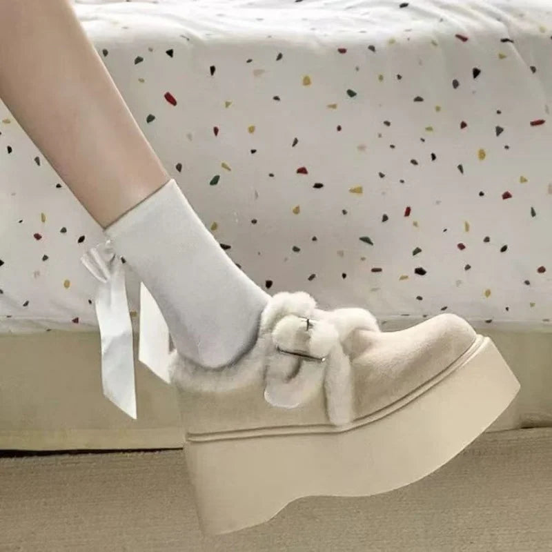 Women's Thick-Soled Snow Boots2025 New Winter Women's Shoes Plus Velvet Thickened Fur Warm Cotton Shoes