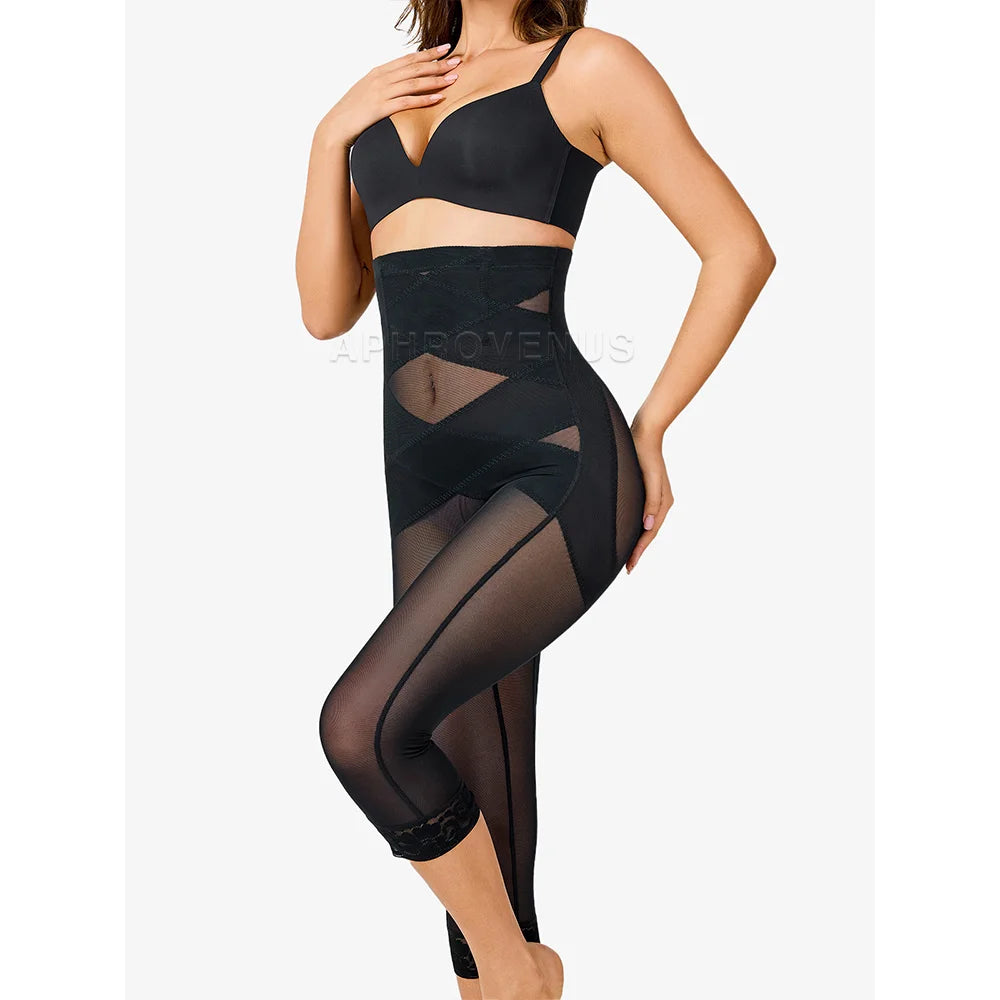 Butt Lifting High Waist Lace Tummy Control Shaper Mid Pants for Women Shapewear Slimming Underwear Elastic Waist Trainer Pants