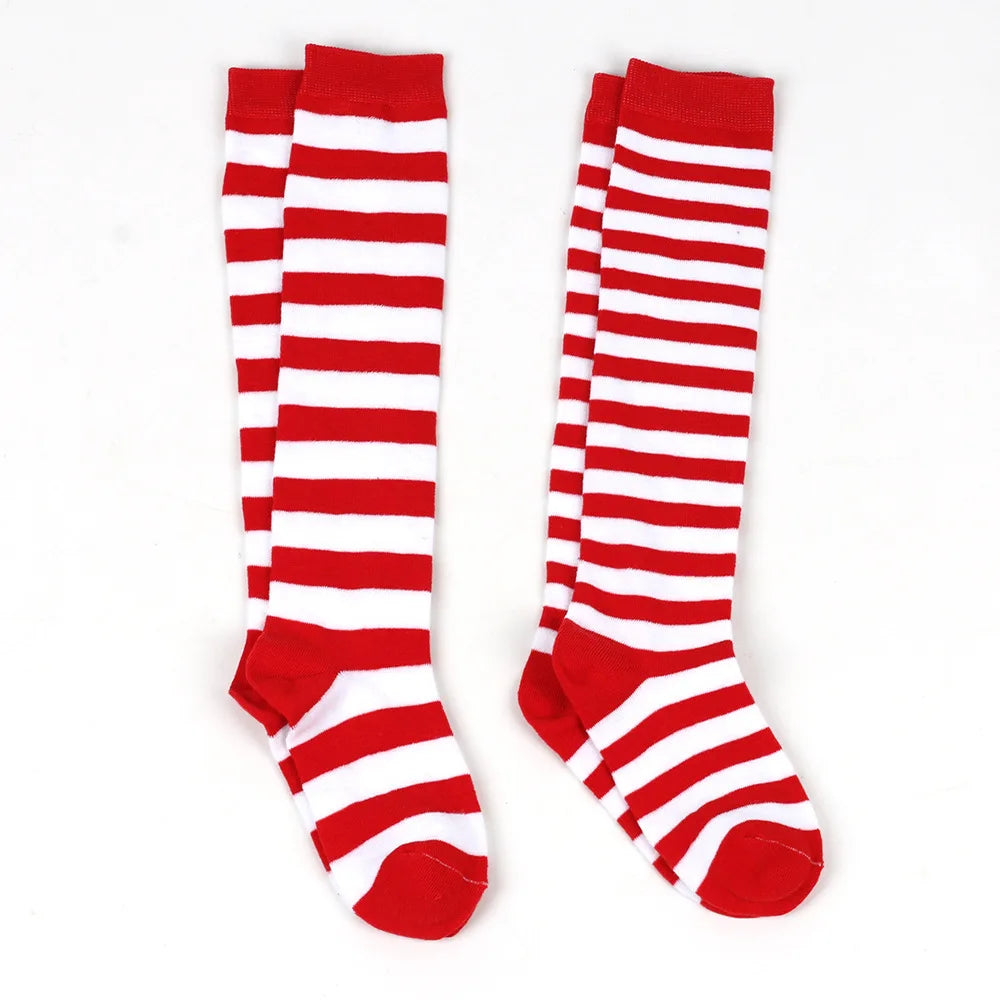 3pcs/sets Santa Claus Sets for Kids Christmas, New Year Party Gifts Hat,Glasses Striped Socks Boys Girls Carnival Accessories