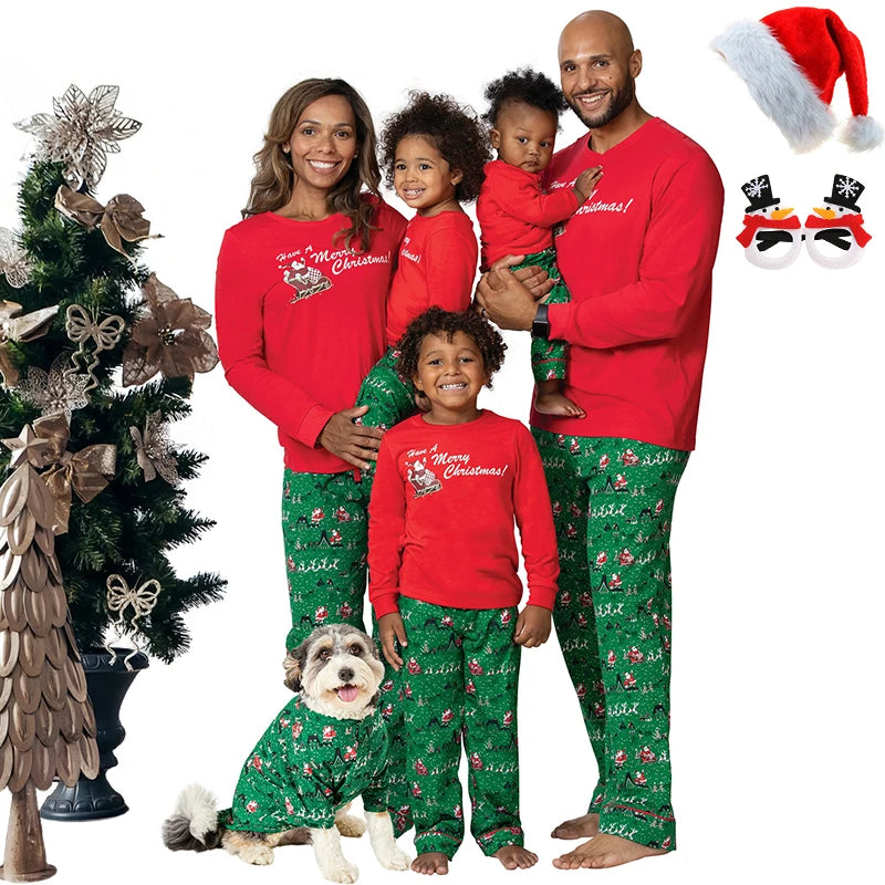 Cotton Santa Claus Print Christmas Matching Pajamas for The Whole Family Loungewear Women Men Pajama Children's Boy Girl Pijama