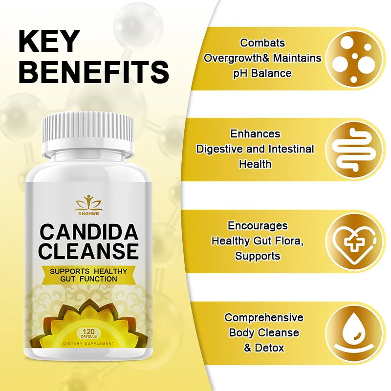Candida Cleanse Complex-with Digestive Enzymes -Probiotics and Herbal Formula for Better Digestion, Gut Cleansing and Immunity