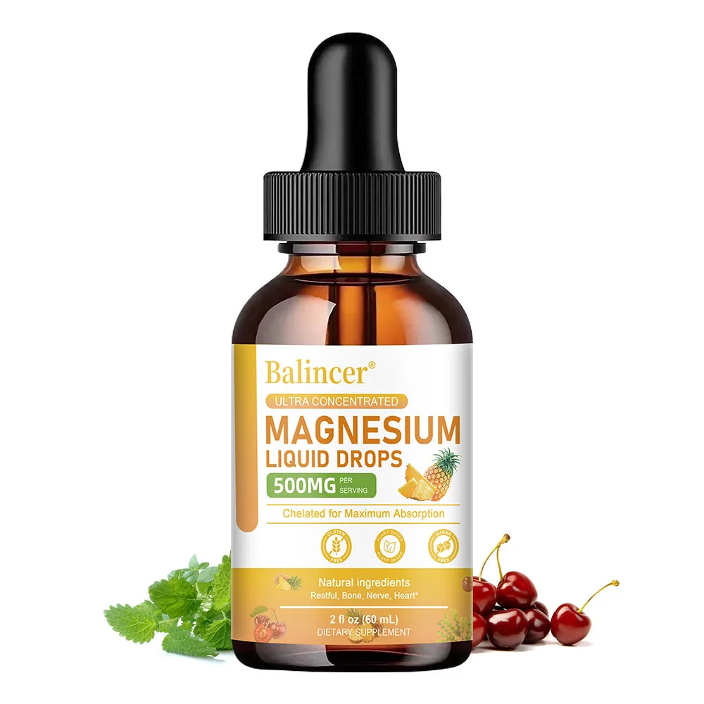 Magnesium Liquid Drops - High Absorption 5-in-1 Magnesium Complex Supplement - for Bone, Muscles, Nerves & Energy,Vegan Formula