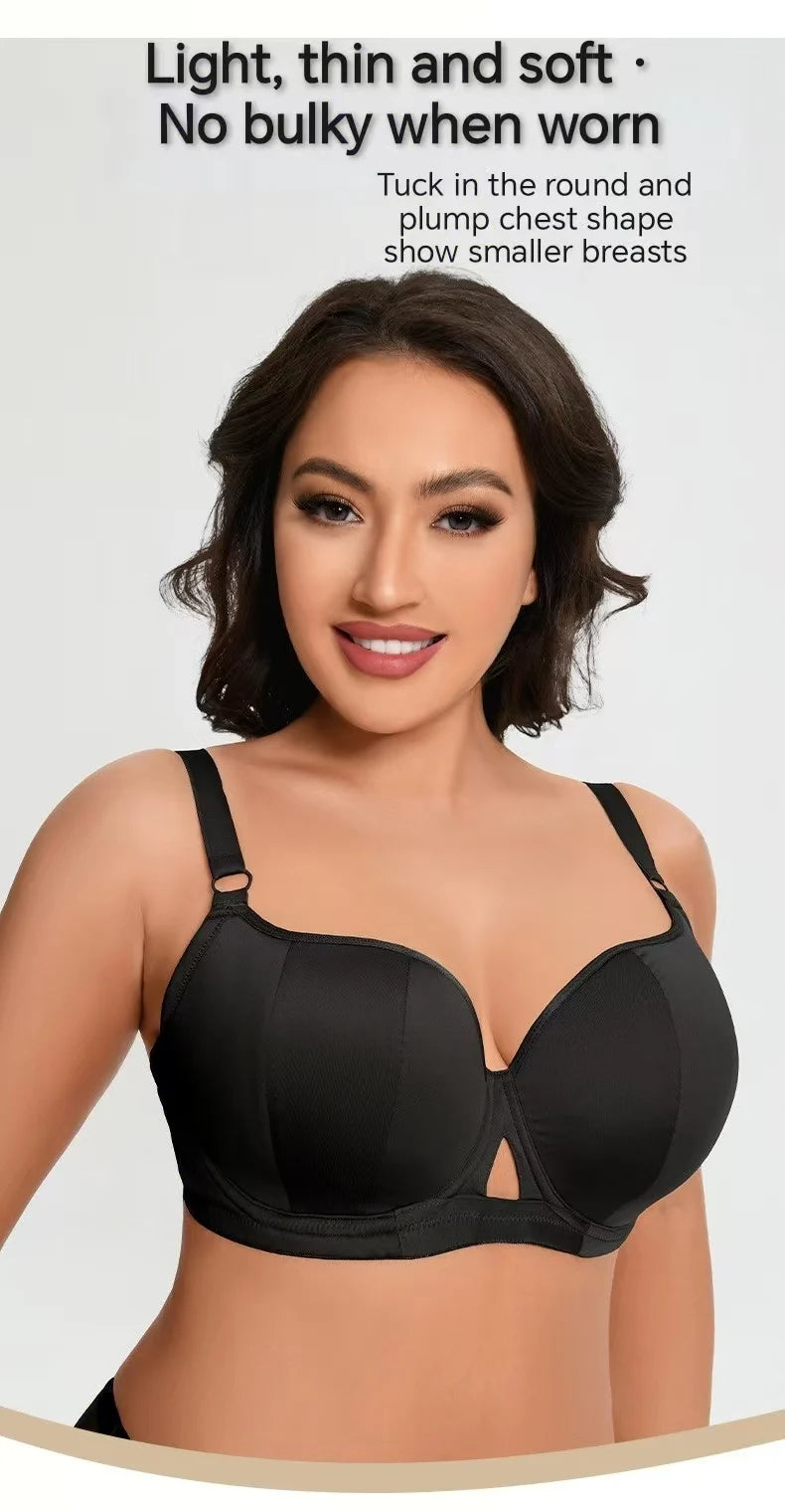 Plus Size Minimizer Bra for Women Underwire Full Coverage Anti-sagging Breathable Gathered DEFG Cup Supportive Lingerie