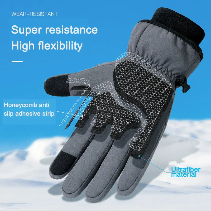 Men Winter Waterproof Cycling Gloves Outdoor Sports Running Motorcycle Ski Touch Screen Fleece Gloves Non-slip Warm Full Fingers