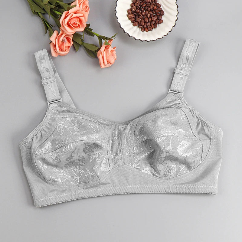 Black Big Women Bras Plus Size Lace Bra For Women Unlined Full Coverage  Thin Wireless Adjusted-straps D Cup Comfort Women'Bras