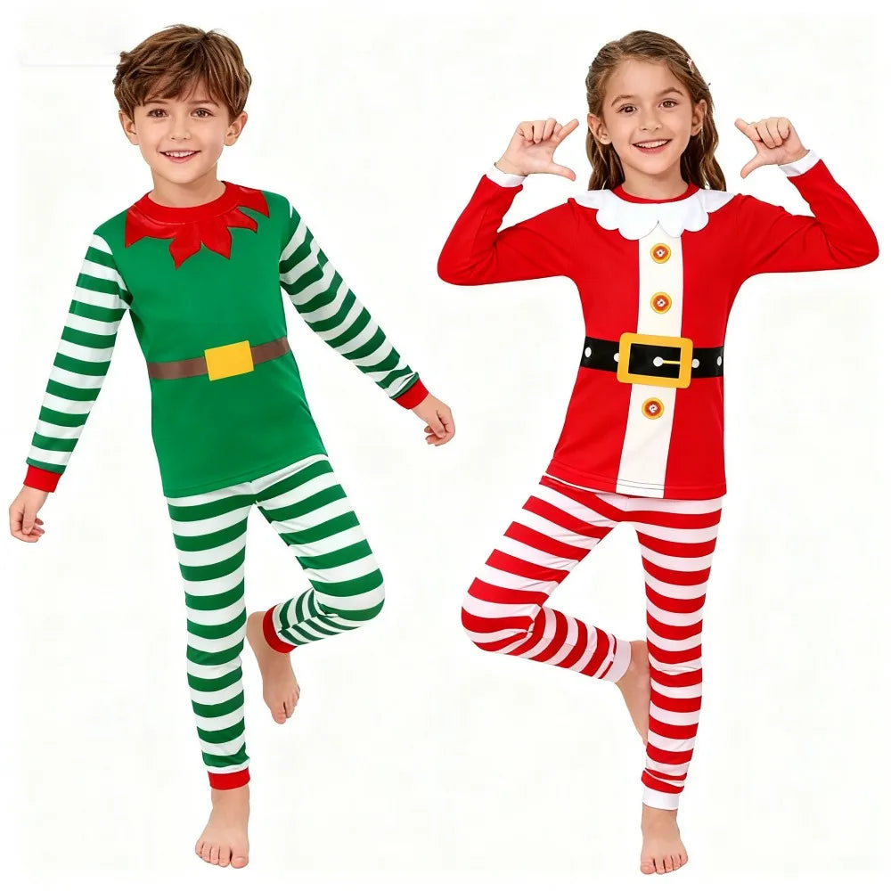Kids Christmas Pajamas Sets Children's Santa Claus Striped Boys Pyjamas Girls Pijamas Nightwear Homewear Baby Christmas Pyjamas