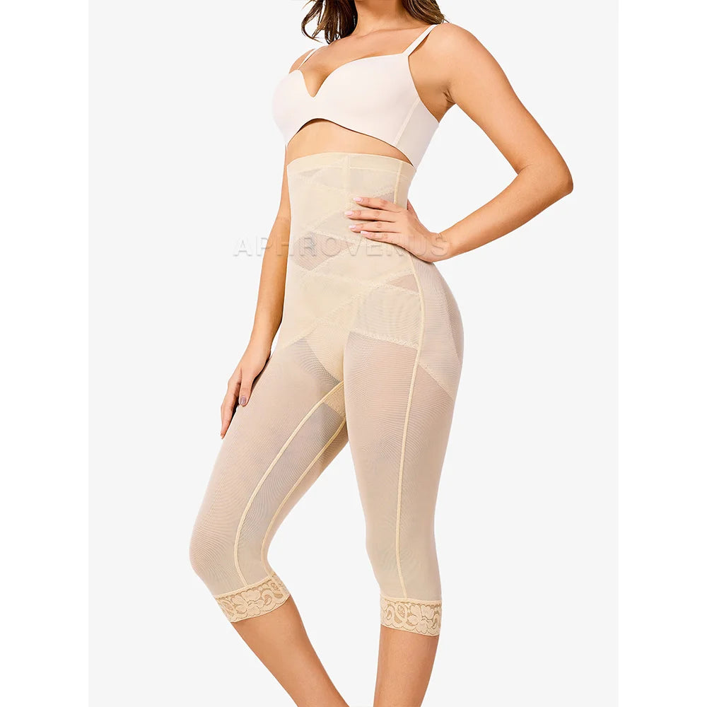 Butt Lifting High Waist Lace Tummy Control Shaper Mid Pants for Women Shapewear Slimming Underwear Elastic Waist Trainer Pants