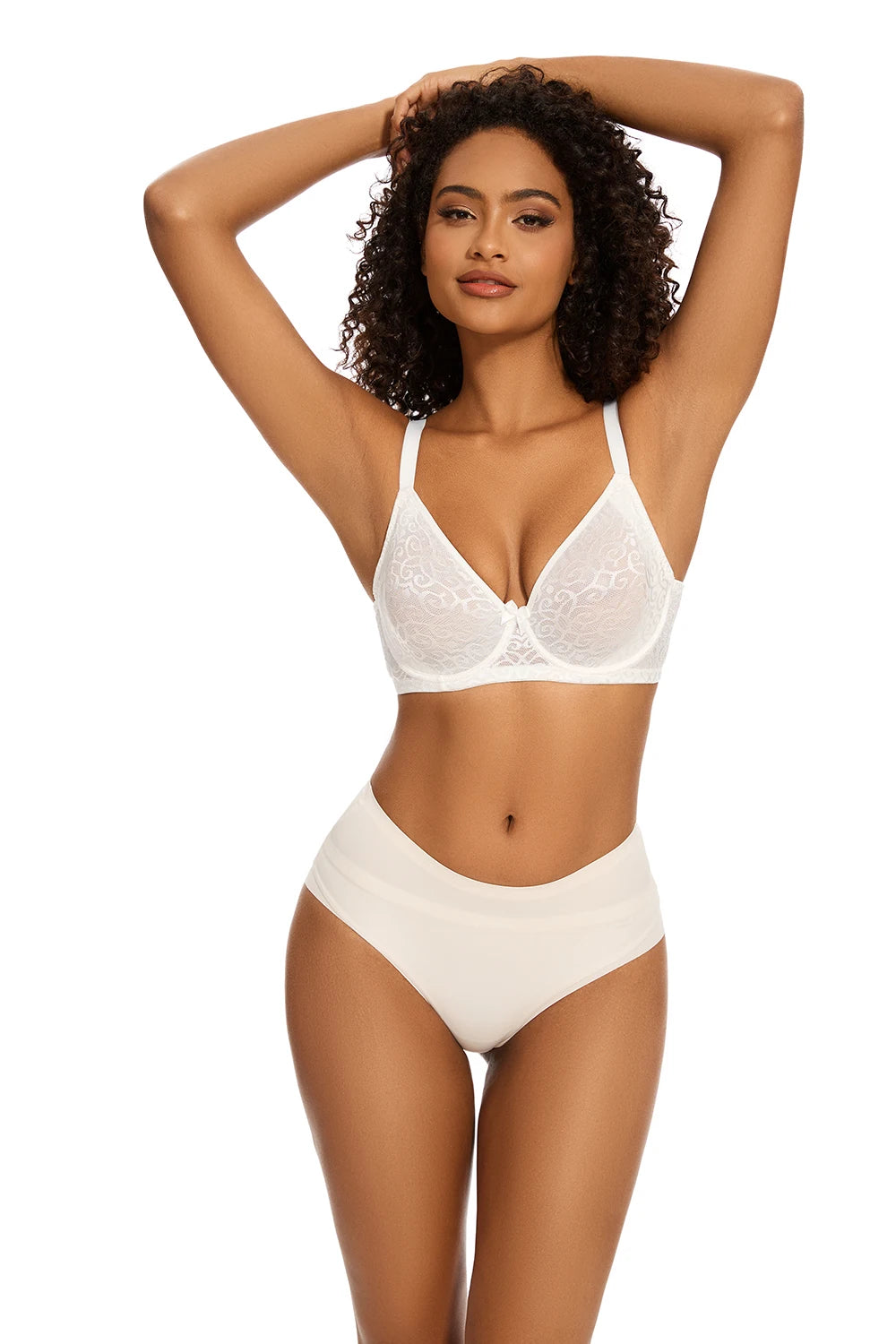 Sheroine Plus Size Minimizer Bra Full Coverage Underwire Plunge Bra with Floral Lace Mesh for Big Breast Support & Comfort