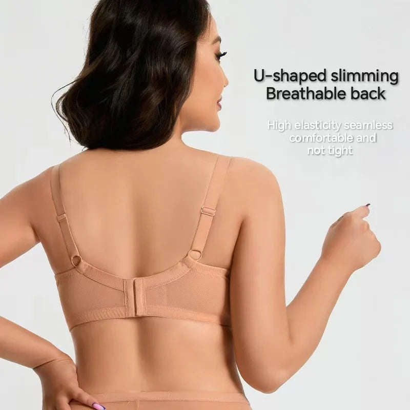 Plus Size Minimizer Bra for Women Underwire Full Coverage Anti-sagging Breathable Gathered DEFG Cup Supportive Lingerie