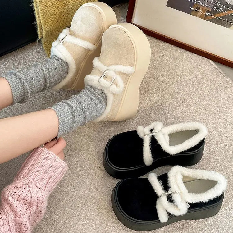 Women's Thick-Soled Snow Boots2025 New Winter Women's Shoes Plus Velvet Thickened Fur Warm Cotton Shoes