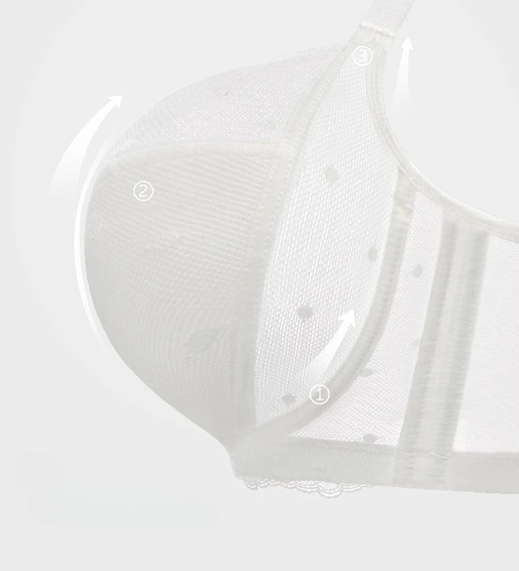 Lace Minimizer Bra for Women Full Cup Mesh Underwire Female Large Size Lingerie Large Size Bras B-F Cup Non-padded Bra