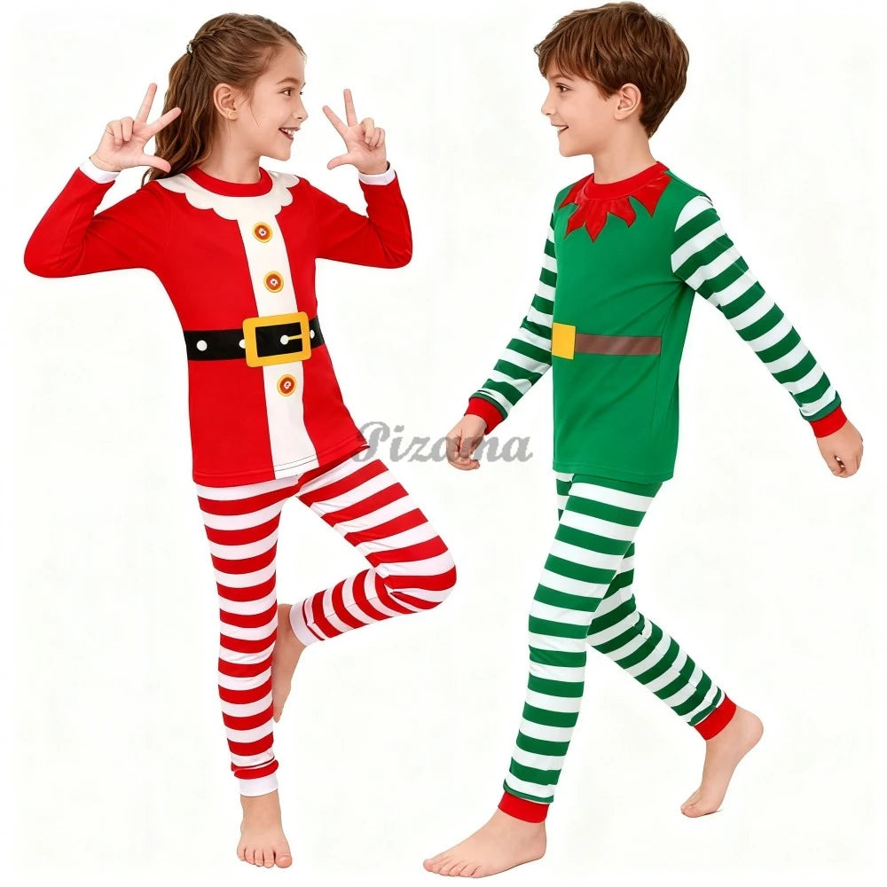 Kids Christmas Pajamas Sets Children's Santa Claus Striped Boys Pyjamas Girls Pijamas Nightwear Homewear Baby Christmas Pyjamas